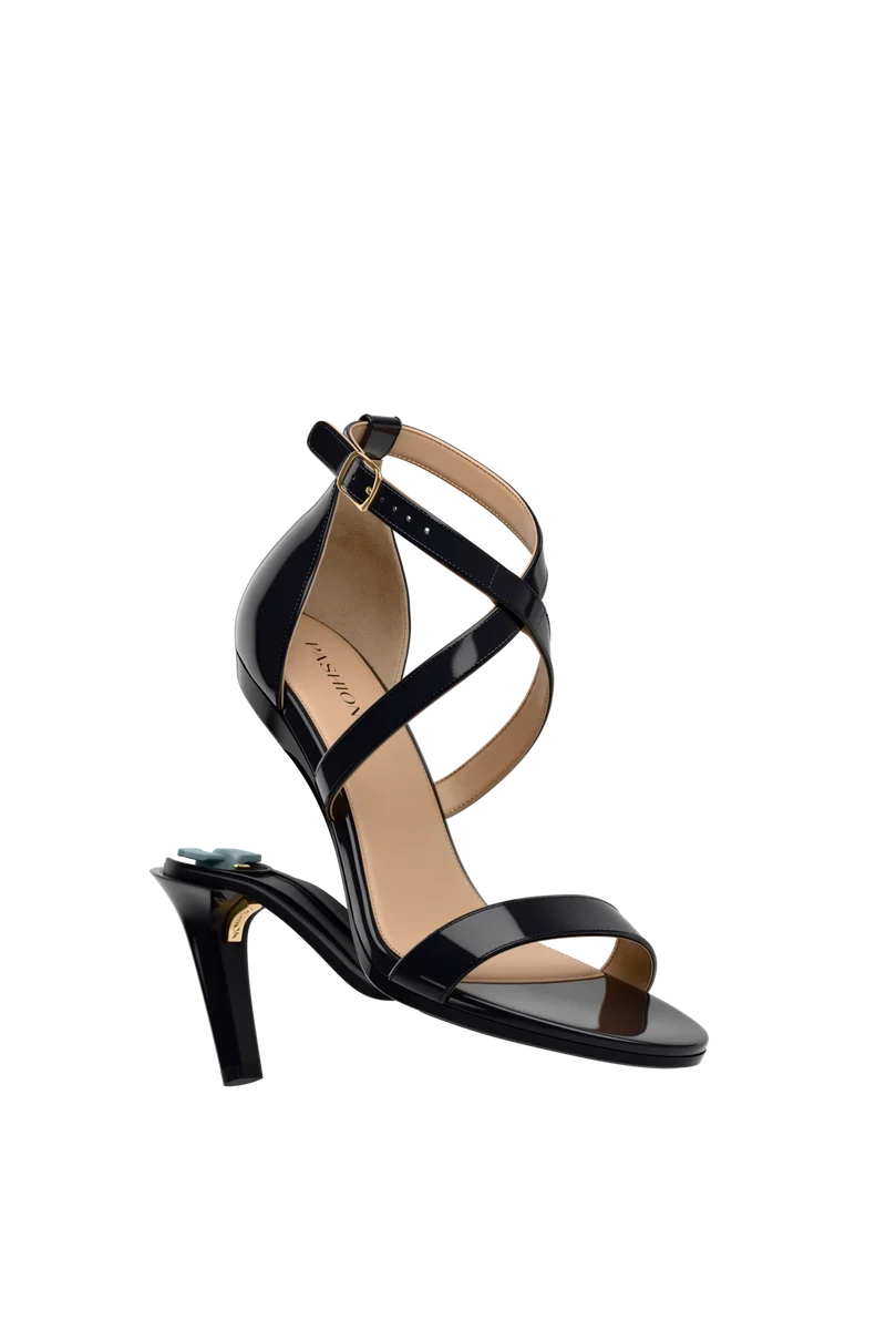 The Sandal - Coal Patent 4 Stiletto - FINAL SALE