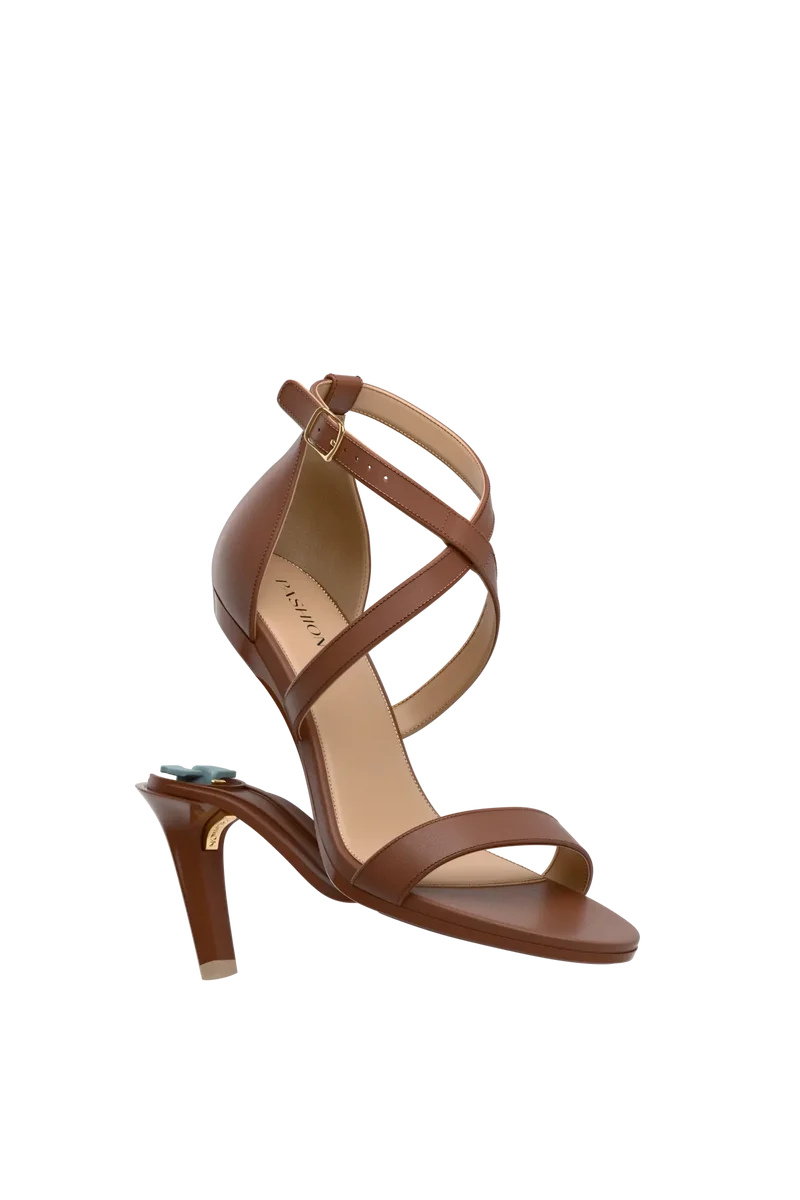 The Sandal - Walnut Leather 4 Stiletto - FINAL SALE