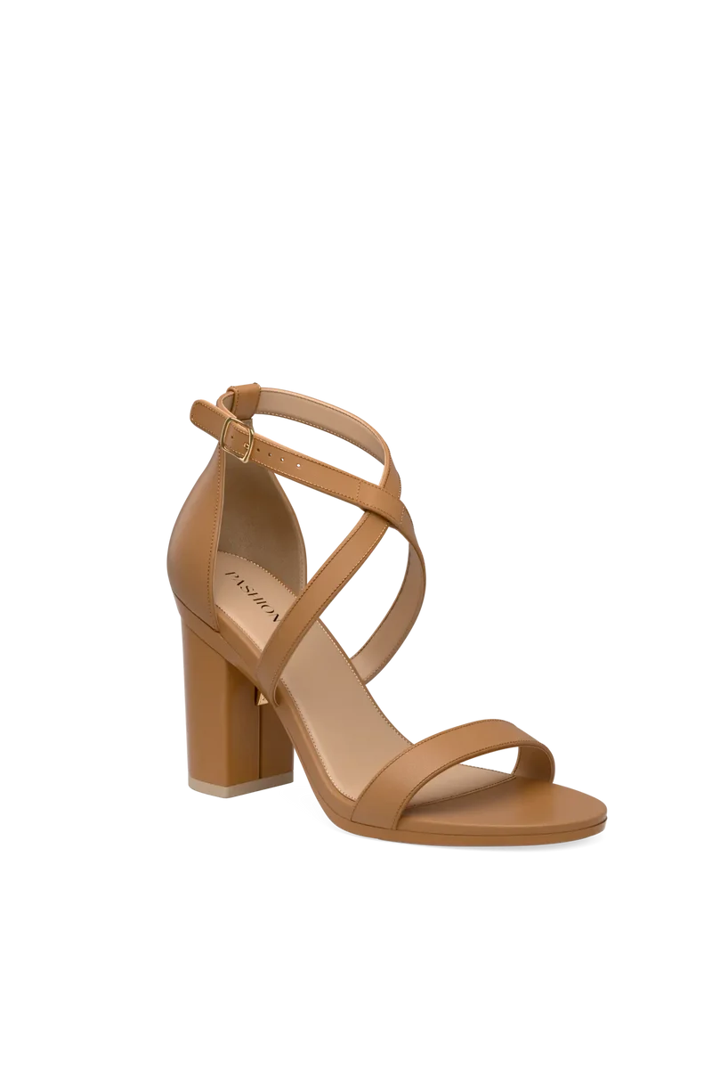 The Sandal - Whiskey Leather + Block Heel Kit 4 Whiskey