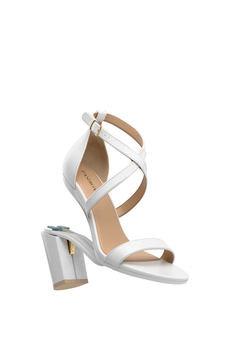 The Sandal - White + Block Heel Kit 4 White