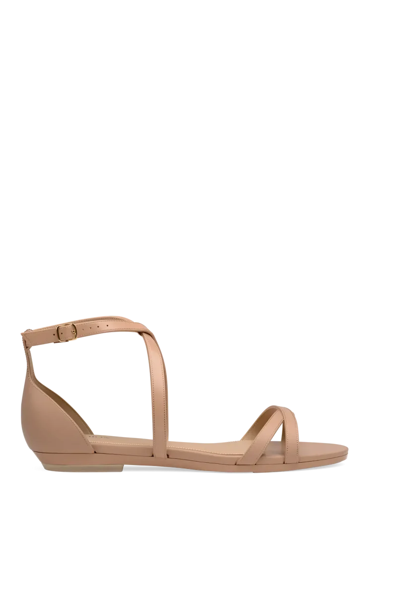 The Sandy - Latte Leather Flat