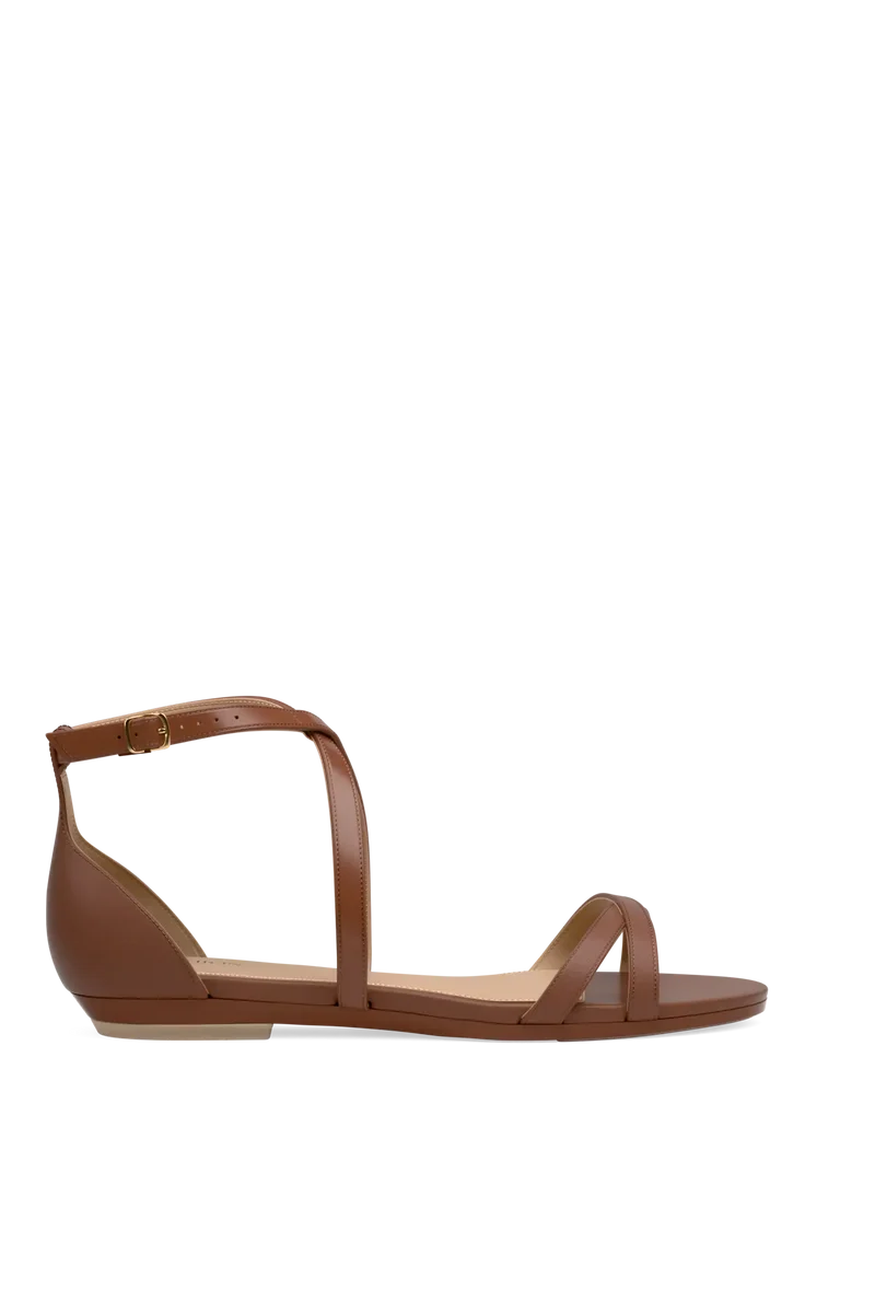 The Sandy - Walnut Leather Flat