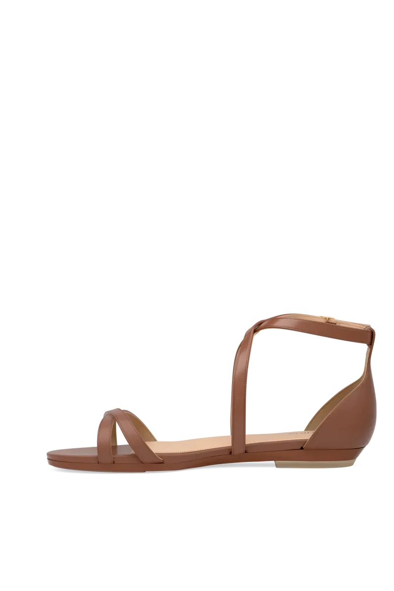The Sandy - Walnut Leather Flat