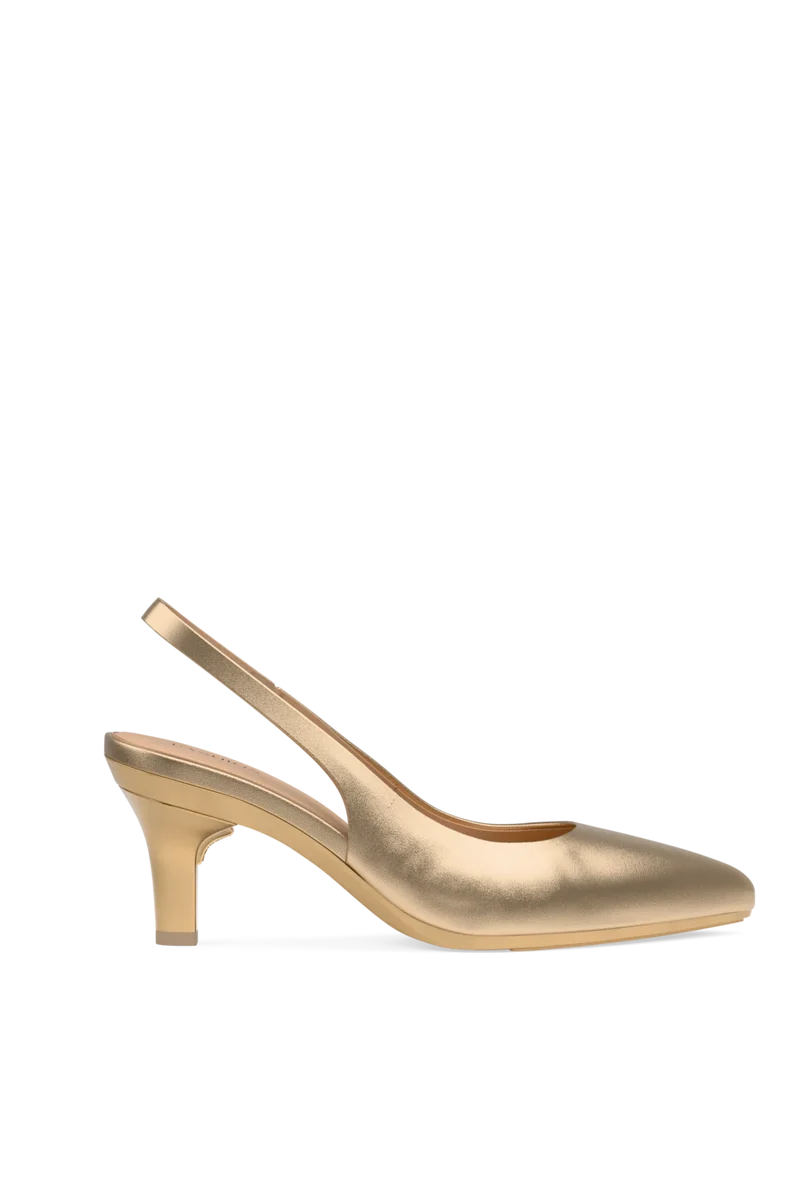 The Slingback - Matte Gold 3 Stiletto - Final Sale