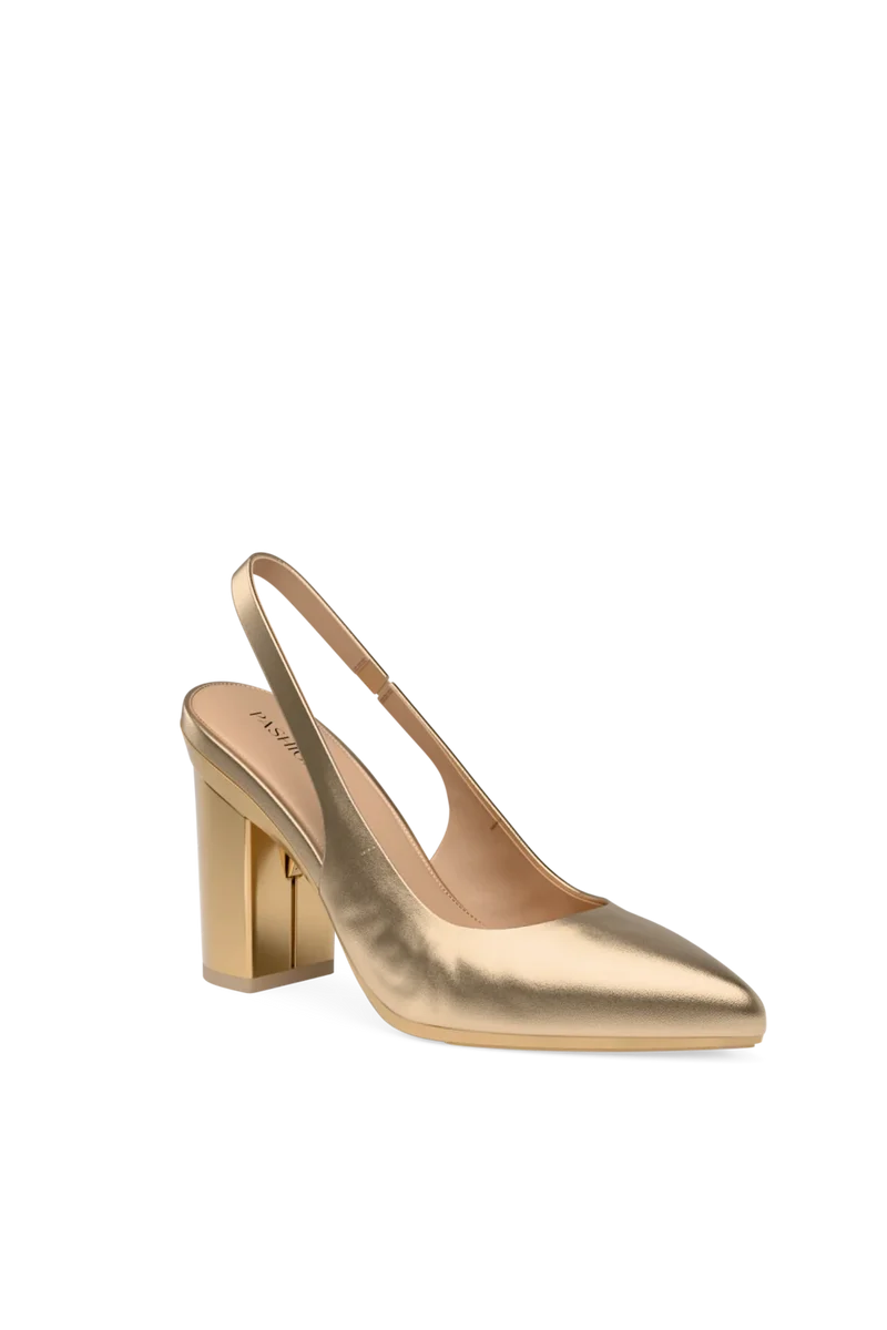 The Slingback - Matte Gold 4 Block - Final Sale