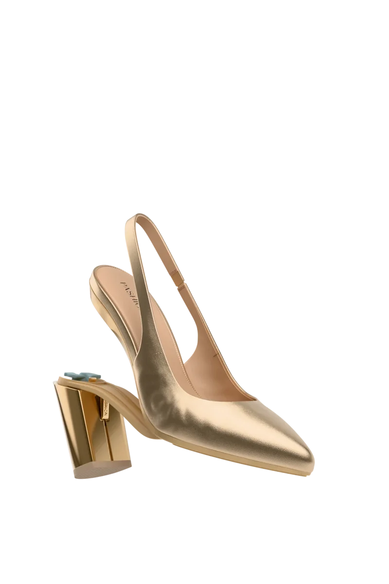 The Slingback - Matte Gold 4 Block - Final Sale