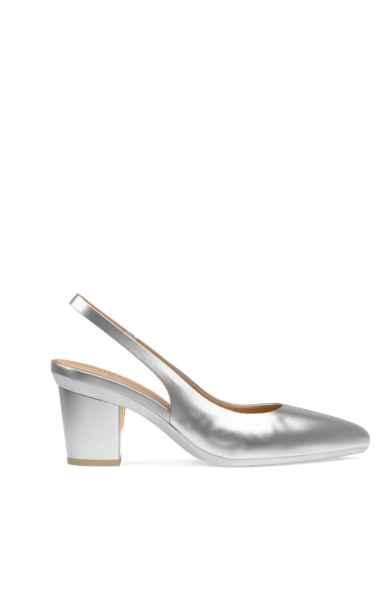 The Slingback - Matte Silver 3 Block - Final Sale