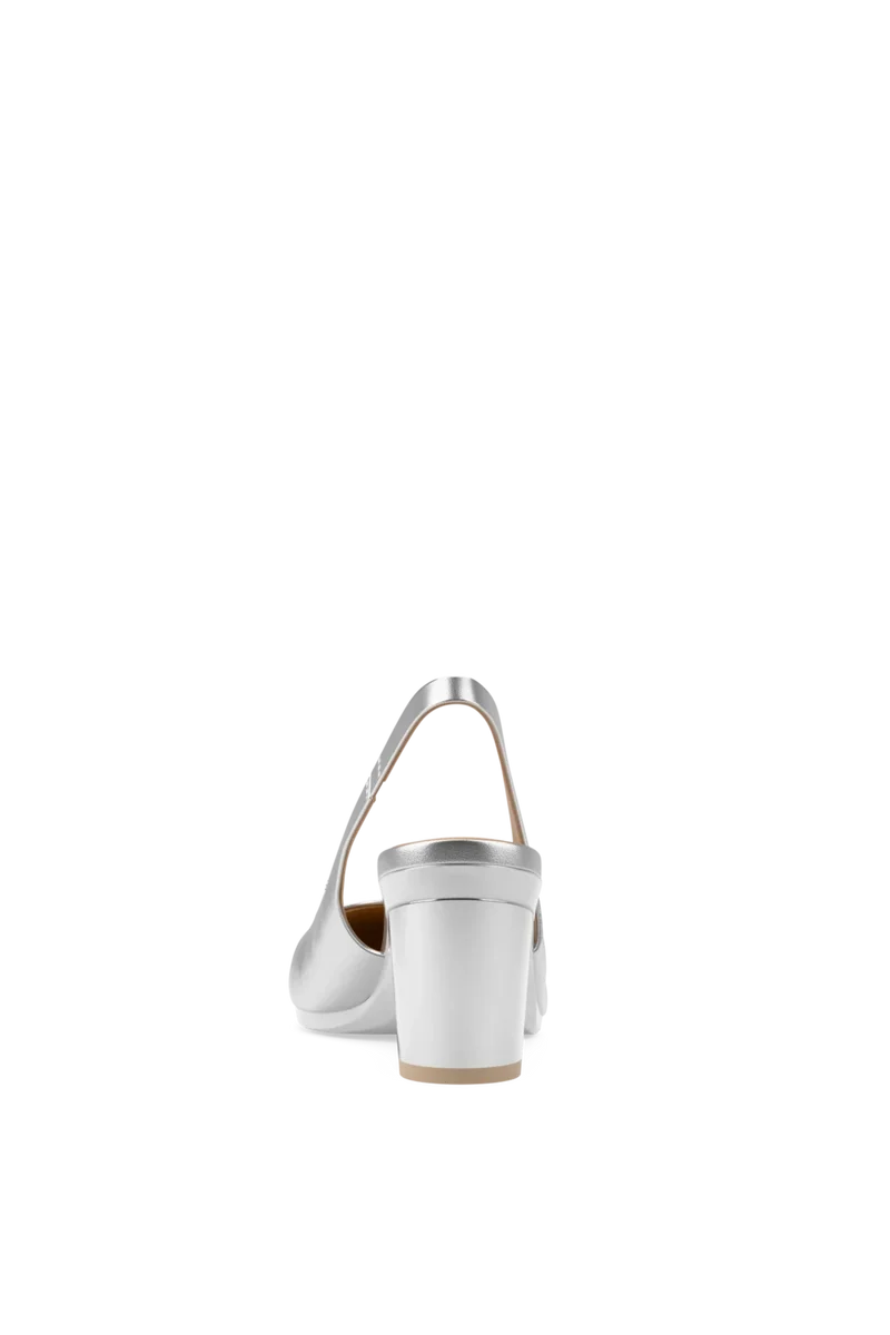 The Slingback - Matte Silver 3 Block - Final Sale