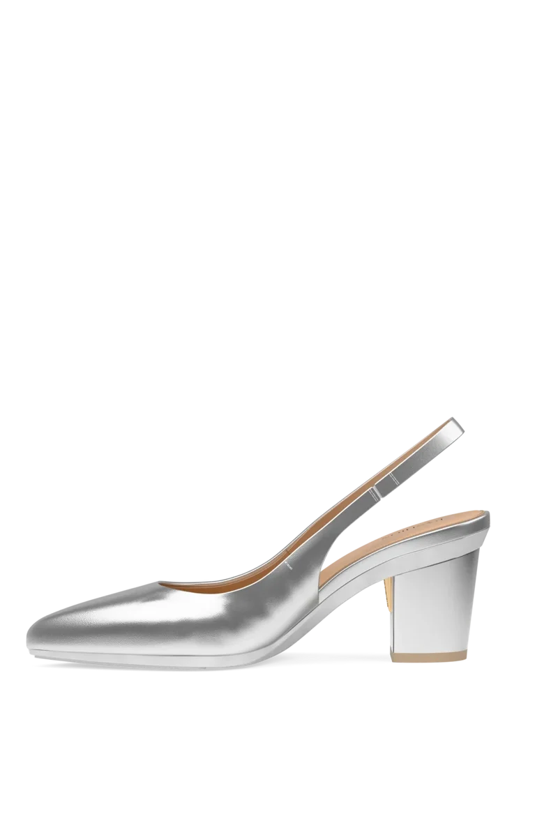 The Slingback - Matte Silver 3 Block - Final Sale