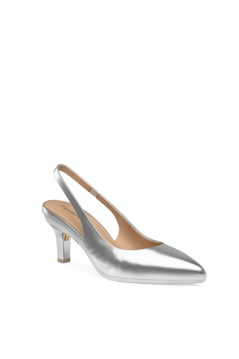 The Slingback - Matte Silver 3 Stiletto - Final Sale