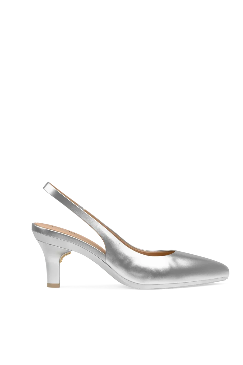 The Slingback - Matte Silver 3 Stiletto - Final Sale