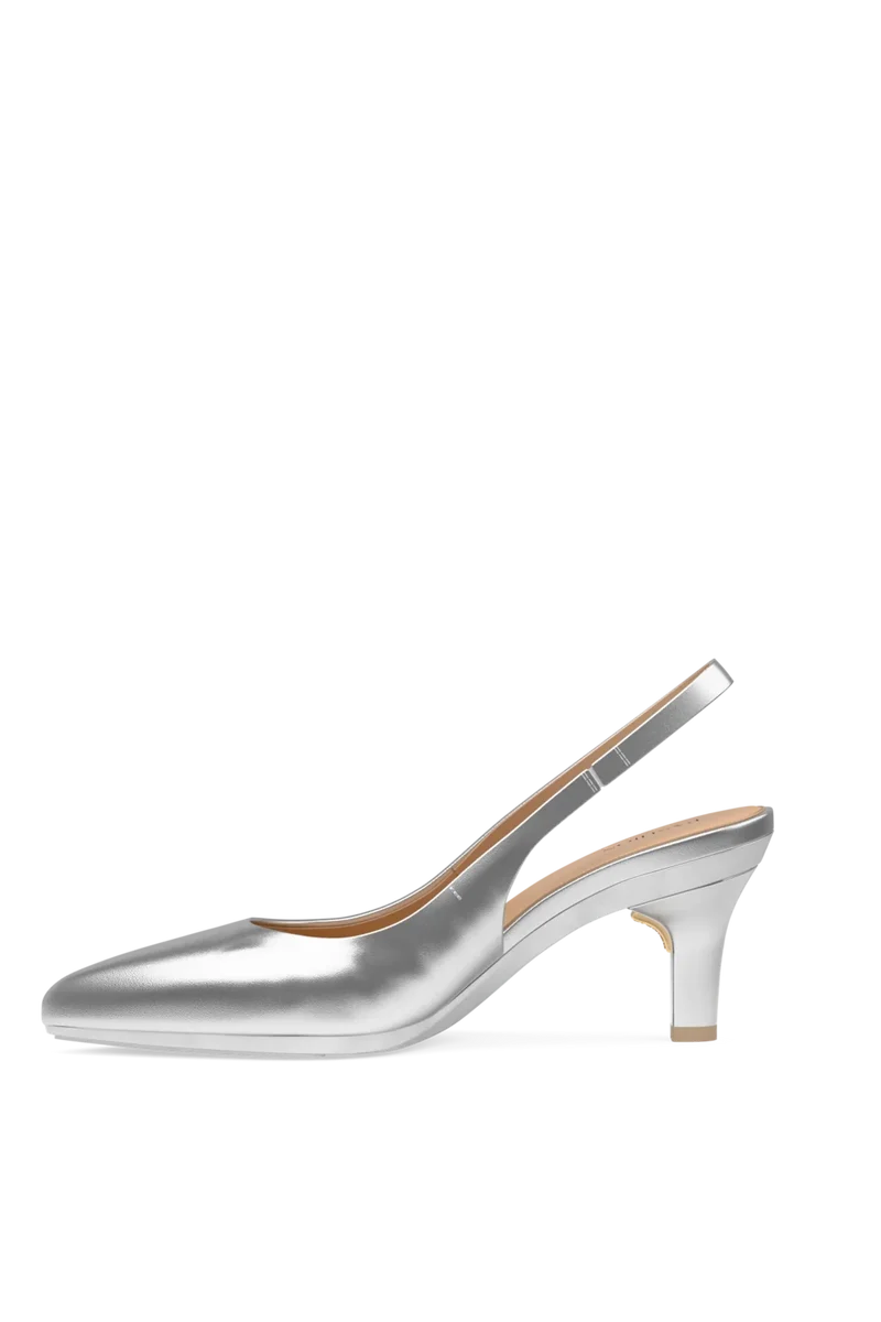 The Slingback - Matte Silver 3 Stiletto - Final Sale