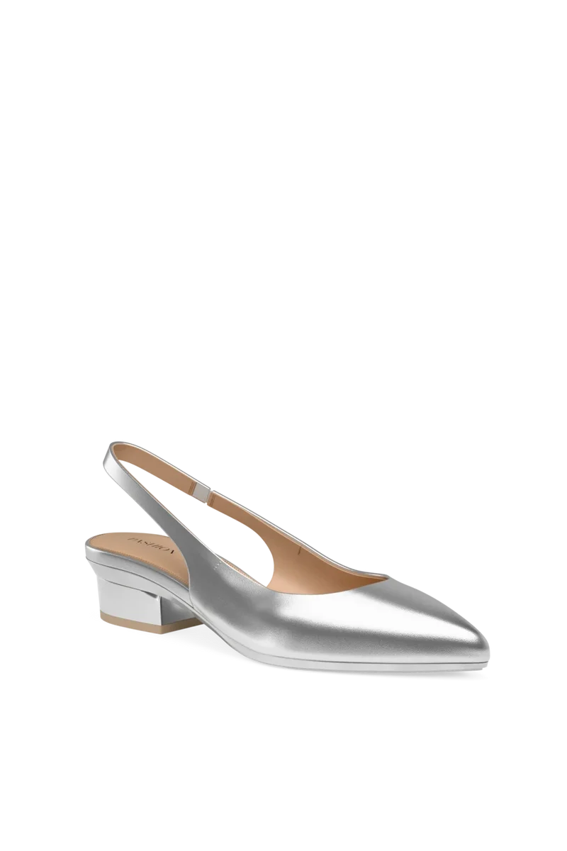 The Slingback - Matte Silver 4 Block - Final Sale