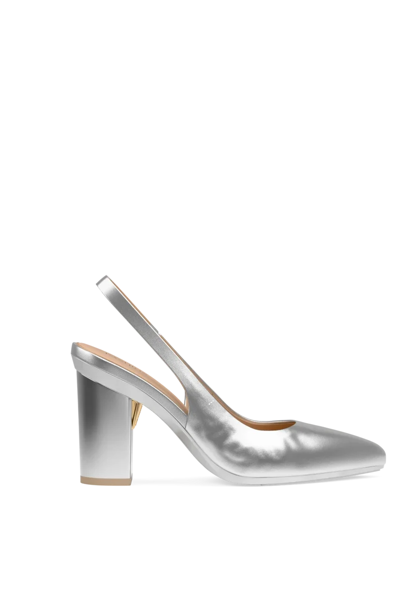 The Slingback - Matte Silver 4 Block - Final Sale
