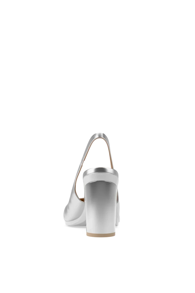 The Slingback - Matte Silver 4 Block - Final Sale
