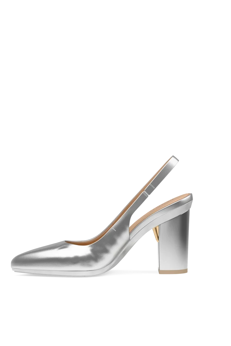 The Slingback - Matte Silver 4 Block - Final Sale