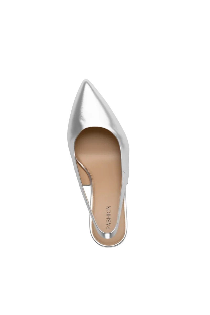 The Slingback - Matte Silver 4 Block - Final Sale