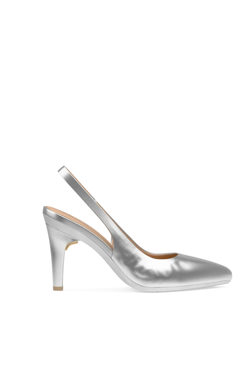The Slingback - Matte Silver 4 Stiletto - Final Sale