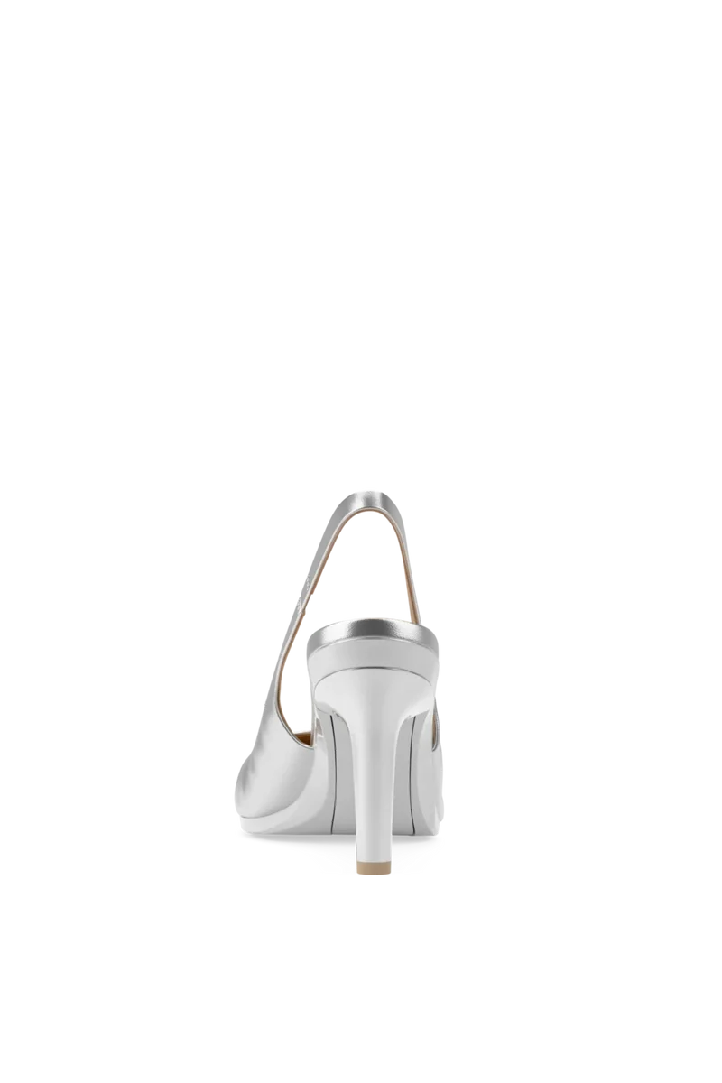 The Slingback - Matte Silver 4 Stiletto - Final Sale