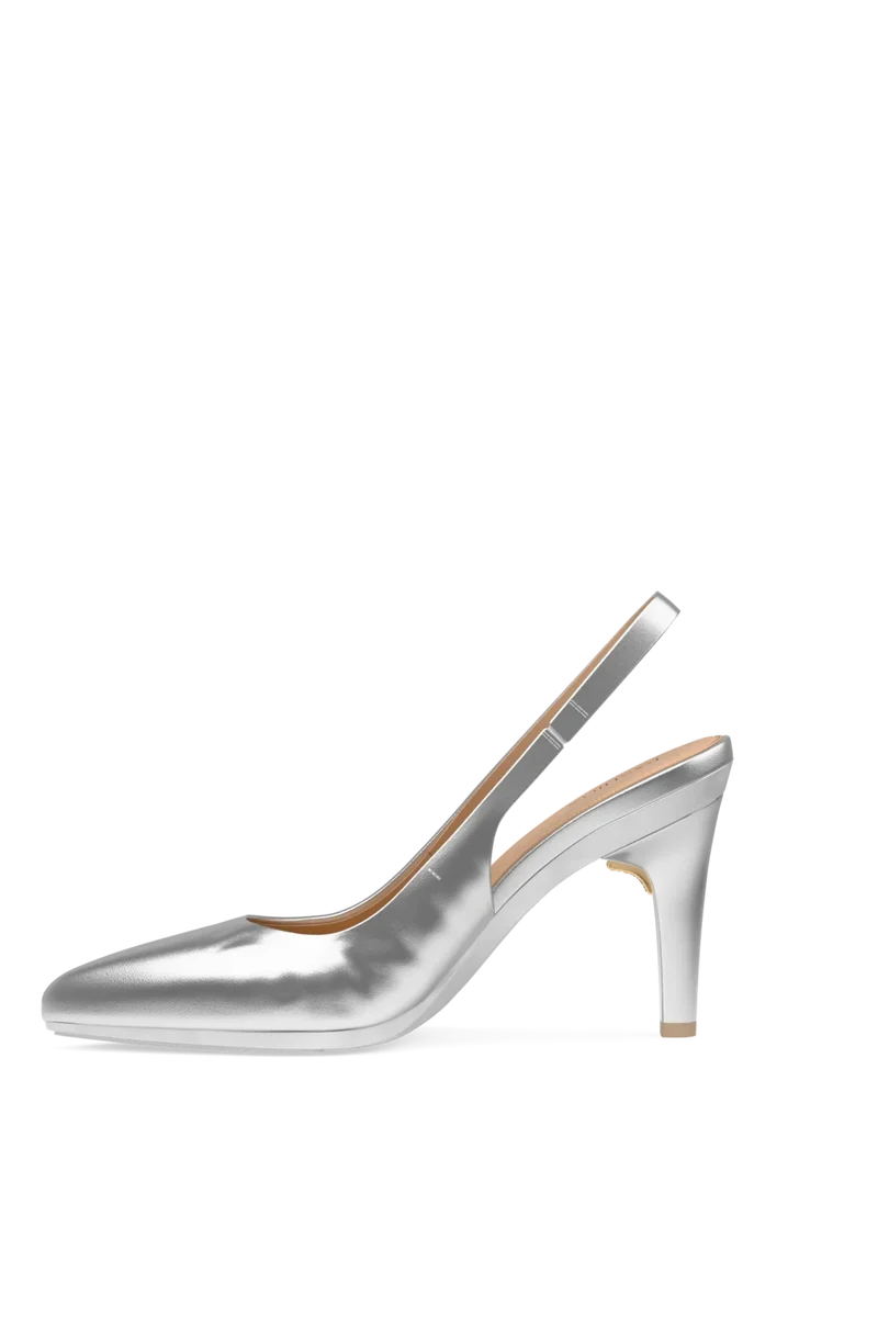 The Slingback - Matte Silver 4 Stiletto - Final Sale