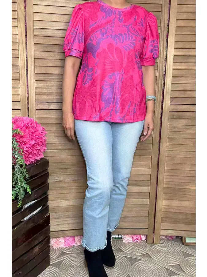 Trendy Floral Short Sleeve Women's Boutique Top