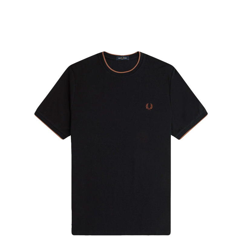 TRIM DETAIL CREPE PIQUE T-SHIRT BLACK