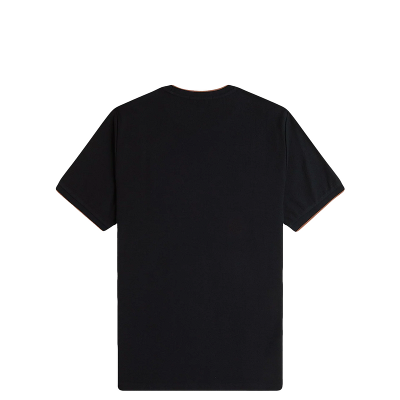TRIM DETAIL CREPE PIQUE T-SHIRT BLACK