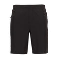 Men's black woven cargo shorts with elastic waist and side cargo pockets