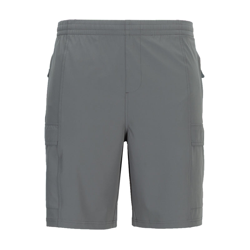 Men's woven cargo shorts, castlerock gray, elastic waist, side cargo pockets