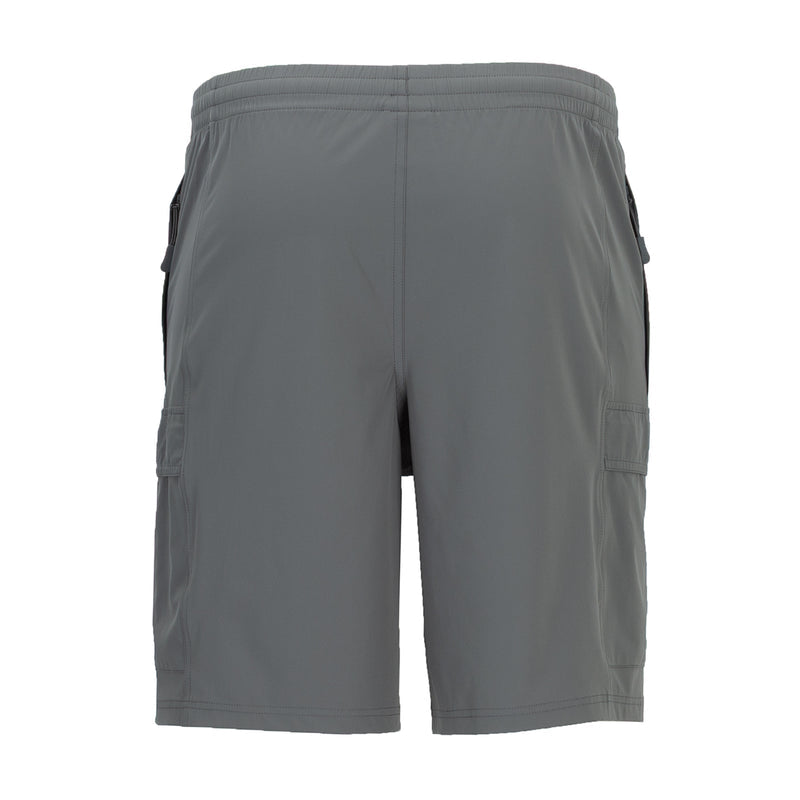 Men's woven cargo shorts in castlerock gray, elastic waistband, cargo pockets