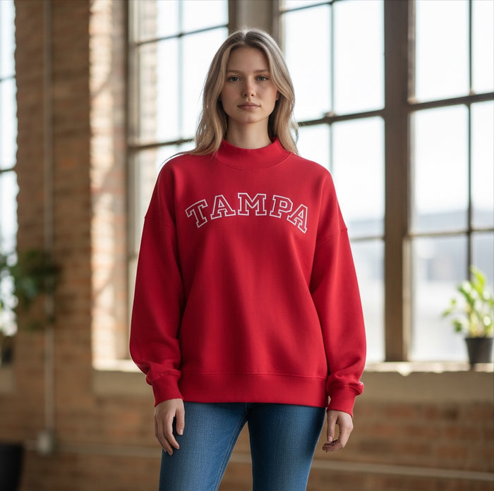 University of Tampa Mock Neck Sweatshirt - Red