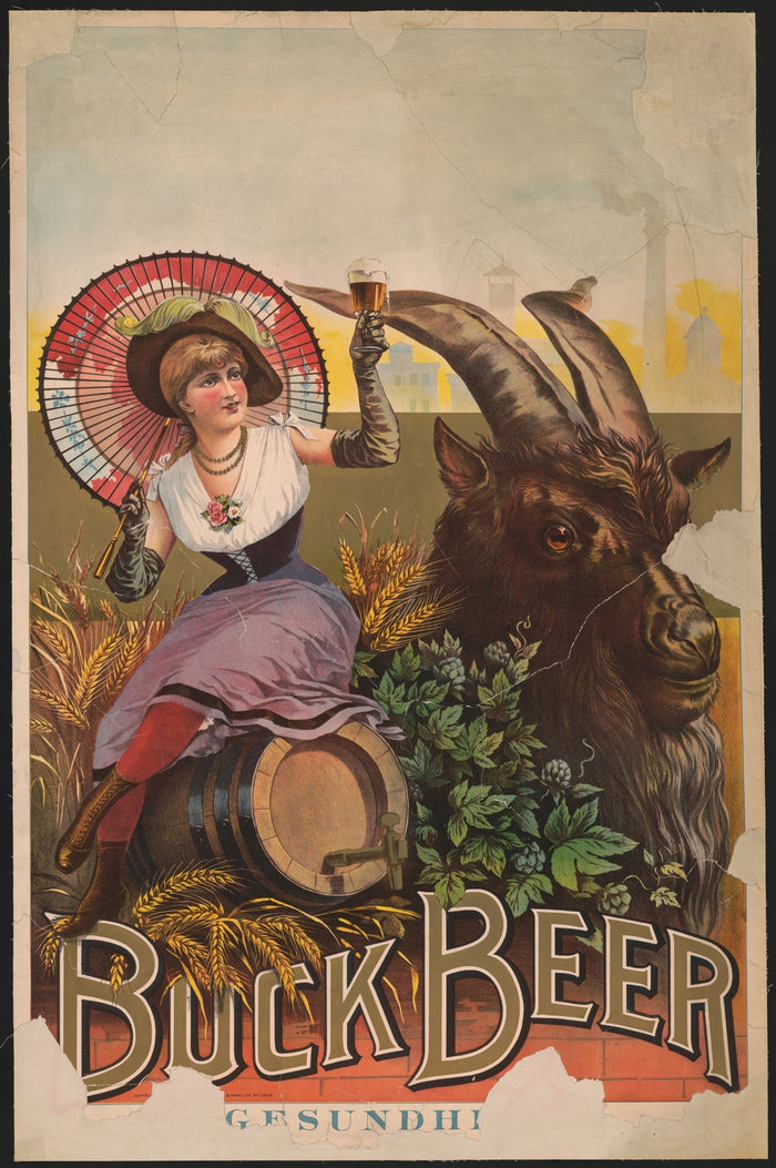Vintage Bock Beer Poster, 1880