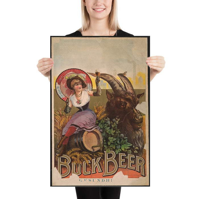 Vintage Bock Beer Poster, 1880