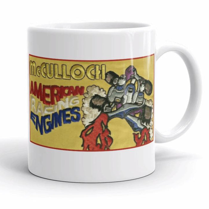 Vintage Kart McCulloch American Racing Engines Patch Coffee Mug