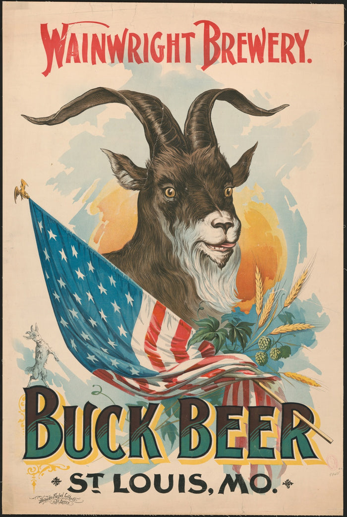 Wainwright Brewery Vintage Buck Beer Poster, 1895