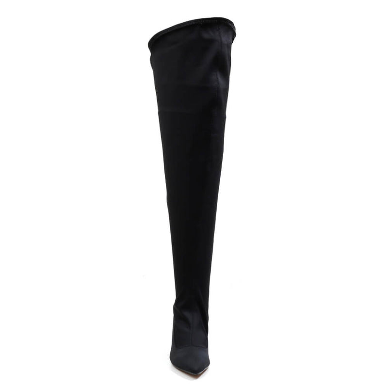 Whitneyy - Vegan Ultra Stretch Suede Black - Street Sole - Thigh Variant Six