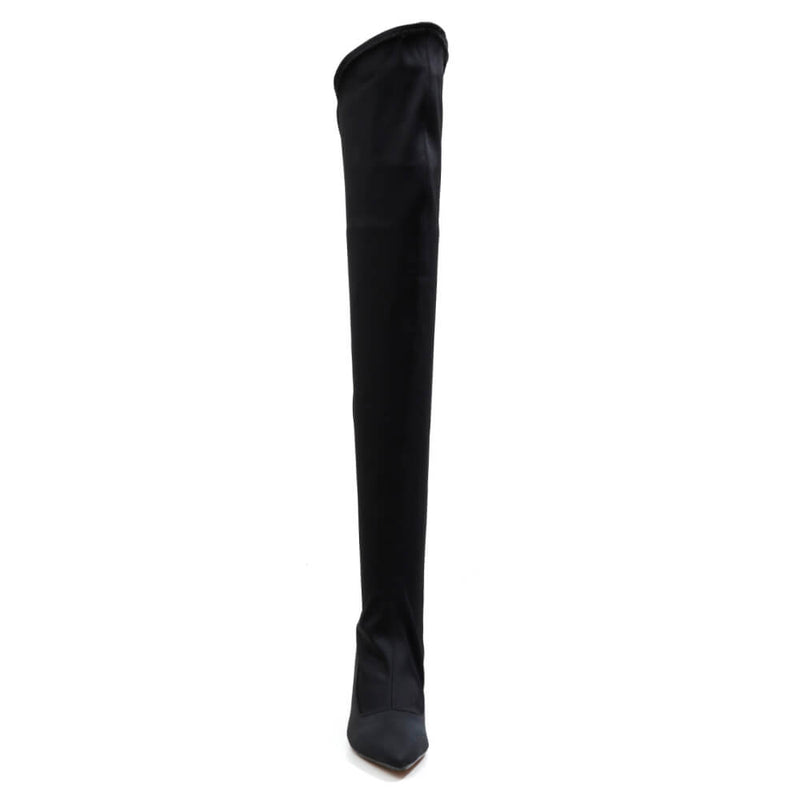 Whitneyy - Vegan Ultra Stretch Suede Black - Street Sole - Thigh Variant Three