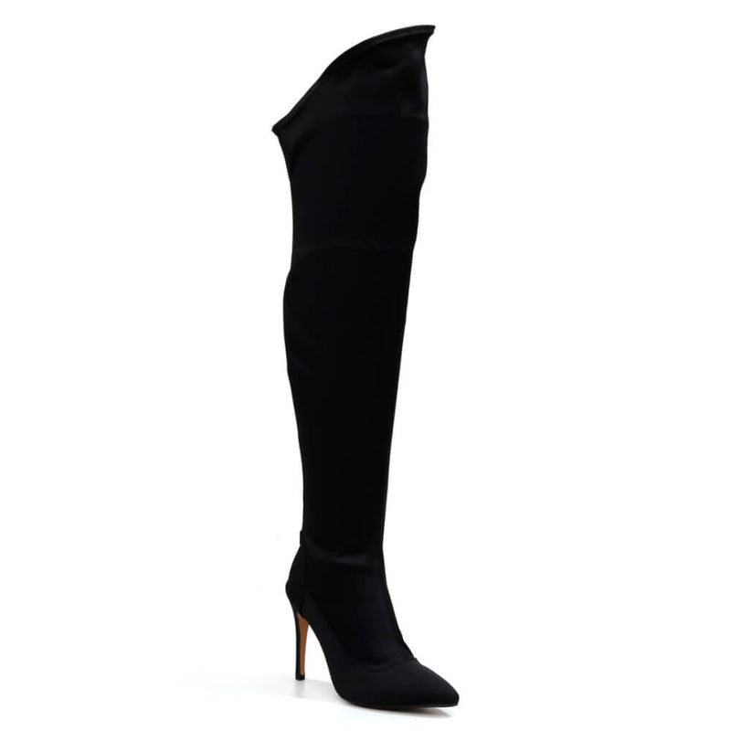 Whitneyy - Vegan Ultra Stretch Suede Black - Street Sole - Thigh Variant Two