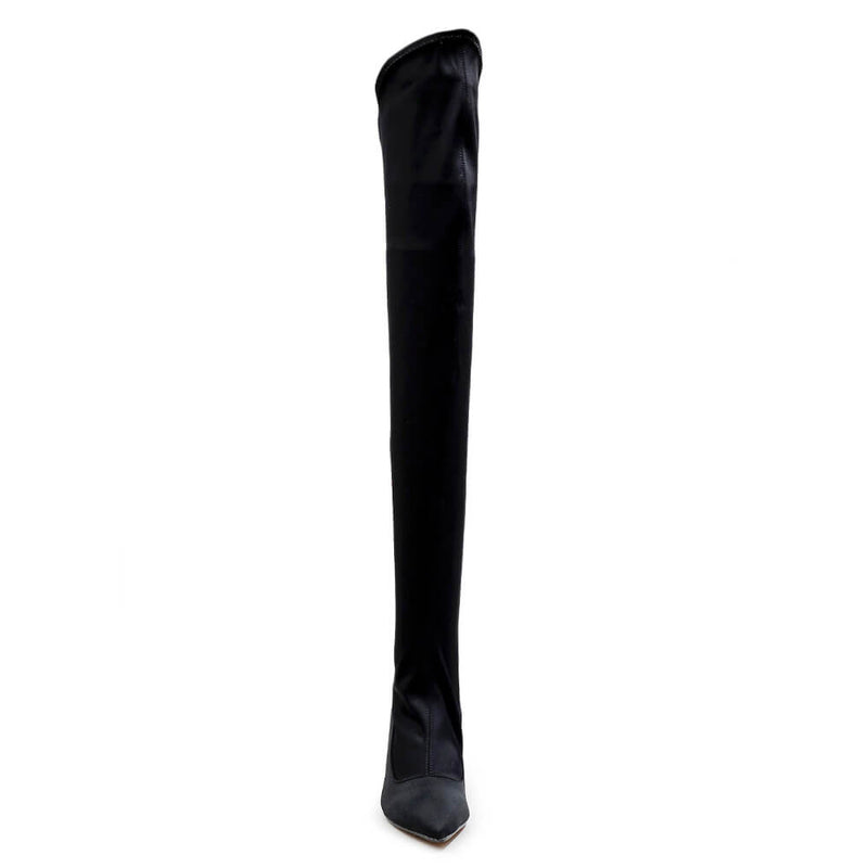 Whitneyy - Vegan Ultra Stretch Suede Black - Street Sole - Thigh Variant Zero