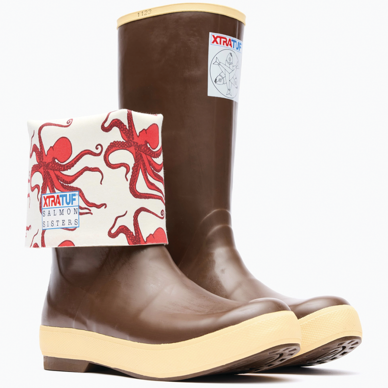 Xtratuf  Women's Salmon Sisters Legacy Boots 7 Copper/Tan Octopus Print 22490