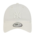 Light chrome white strapback cap with tonal NY logo on front panel