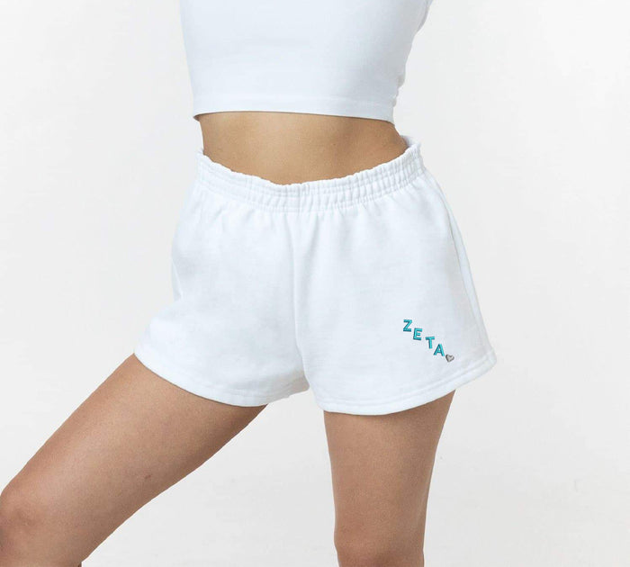 Zeta Tau Alpha Fleece Shorts - White