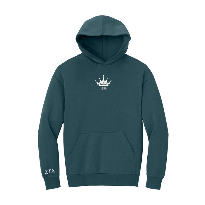 Zeta Tau Alpha Heavyweight Fleece Hoodie - 1898 Crown