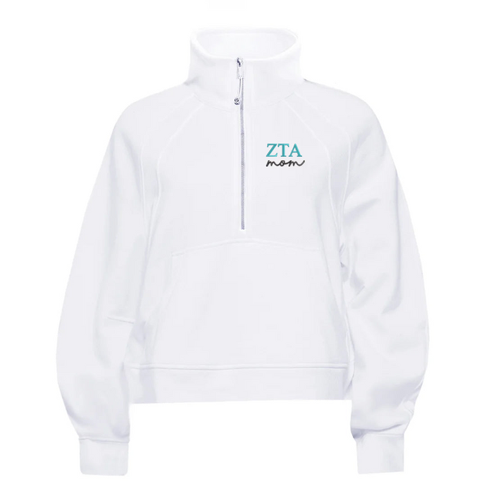 Zeta Tau Alpha MOM lululemon Scuba Oversized Funnel-Neck Half Zip - White