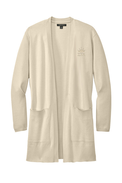 Zeta Tau Alpha Open Front Cardigan Sweater - Monochromatic